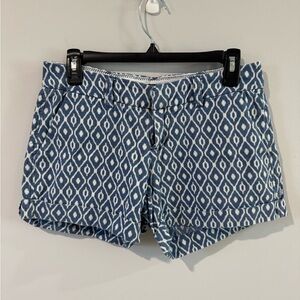 Dear John Blue and White Patterned Women Shorts Size 27